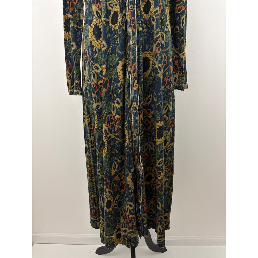 Natural Life Christa Knit Cotton Maxi Dress Size M Navy Tan Dahlias Floral Boho - Picture 6 of 10